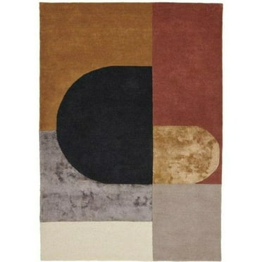 Vilja Mustard Brown Mustard Grey Handmade Wool Rug