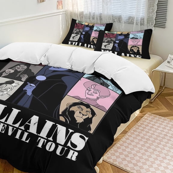 Vill-ain Bad Witche 3 Piece Comforter Bedding 1 Set Super Soft Quilt Cover with 2 Pillowcases Funny Merch Movie Fans Gifts for Girls Boys Kids Adults 86"×70"