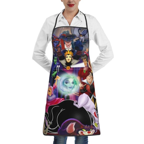 Vill-ain Bad Witche Kitchen Apron with Pockets Washable Aprons for Baking Cooking Gardening