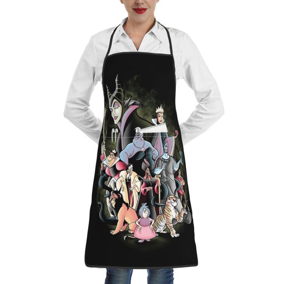 Vill-ain Bad Witche Kitchen Apron with Pockets Washable Aprons for Baking Cooking Gardening