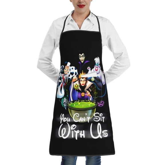 Vill-ain Bad Witche Kitchen Apron with Pockets Washable Aprons for Baking Cooking Gardening