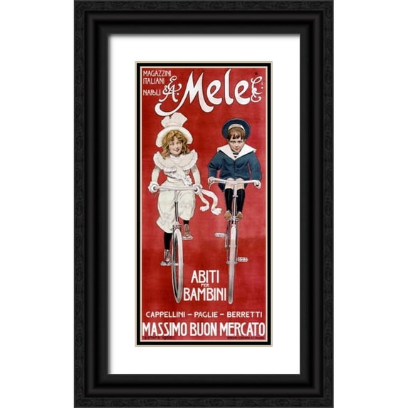 Villa, Aleardo 10x18 Black Ornate Wood Framed with Double Matting Museum Art Print Titled - Mele and Ci / Abiti per Bambini