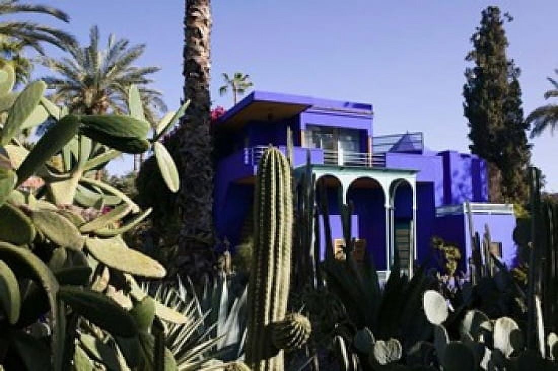Villa Exterior Jardin Majorelle and Museum of Islamic Art Marrakech Morocco Canvas Art - Walter Bibikow DanitaDelimont (34 x 23)