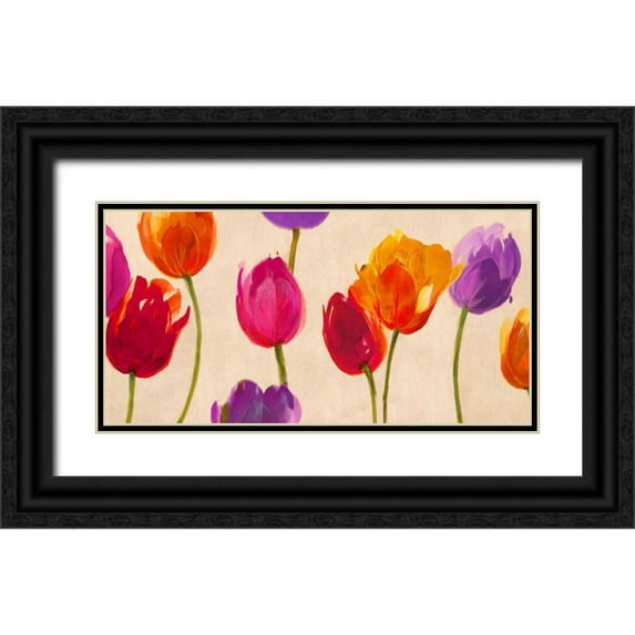 Villa, Luca 14x9 Black Ornate Wood Framed with Double Matting Museum Art Print Titled - Tulips and Colors