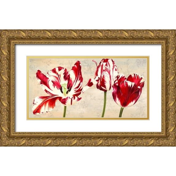 Villa, Luca 24x14 Gold Ornate Wood Framed with Double Matting Museum Art Print Titled - Tulipes Royales