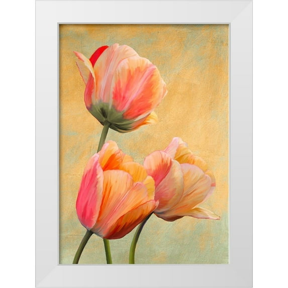 Villa, Luca 24x32 White Modern Wood Framed Museum Art Print Titled - Golden Tulips I
