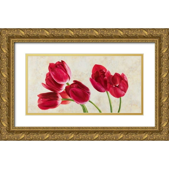 Villa, Luca 32x18 Gold Ornate Wood Framed with Double Matting Museum Art Print Titled - Tulip concerto