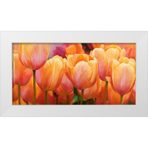 Villa, Luca 32x18 White Modern Wood Framed Museum Art Print Titled - Summer Tulips