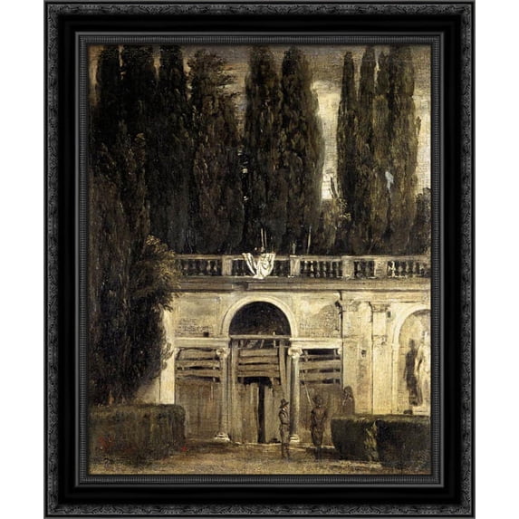 Villa Medici, Grotto'Loggia Fa?ade 20x22 Black Ornate Wood Framed Canvas Art by Velazquez, Diego Rodriguez de Silva