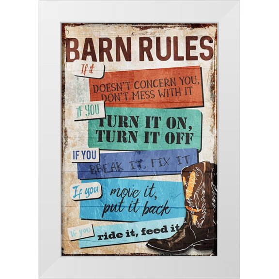Villa, Milli 11x14 White Modern Wood Framed Museum Art Print Titled - Barn Rules
