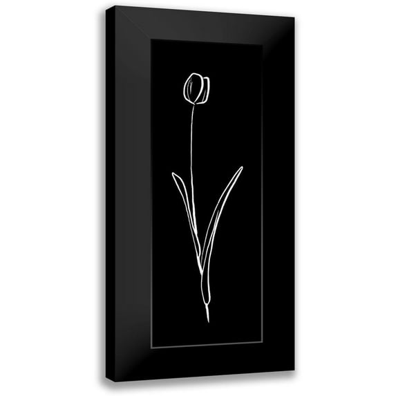 Villa, Milli 11x24 Black Modern Framed Museum Art Print Titled - Simple Black Flower 2