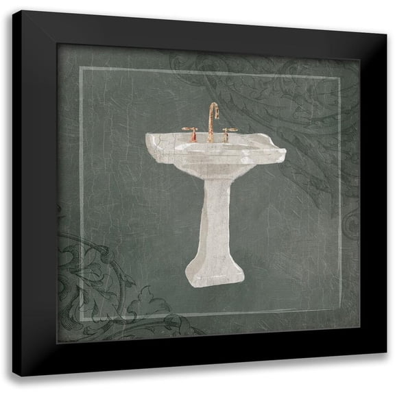Villa, Milli 12x12 Black Modern Framed Museum Art Print Titled - Victorian Muted Green Sink
