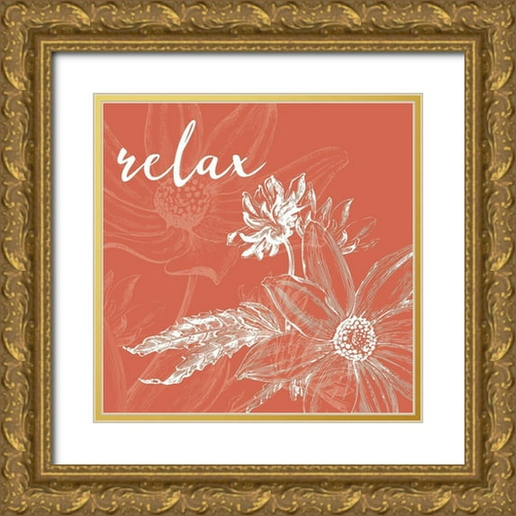 Villa, Milli 12x12 Gold Ornate Wood Framed with Double Matting Museum Art Print Titled - Relax Flower