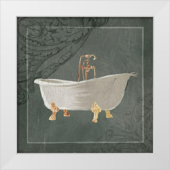 Villa, Milli 12x12 White Modern Wood Framed Museum Art Print Titled - Victorian Muted Green Bathtub