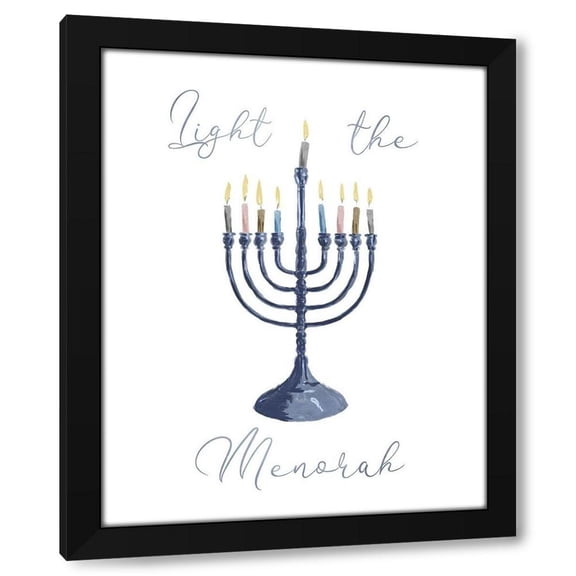 Milli Villa 12x14 Black Modern Wood Framed Wall Art Titled - Light The Menorah