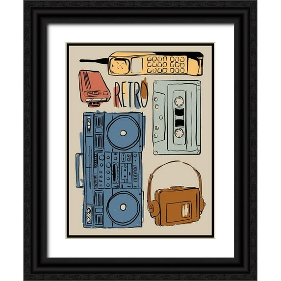 Villa, Milli 12x14 Black Ornate Wood Framed with Double Matting Museum Art Print Titled - Retro Electronix Mute Colored