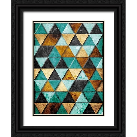 Villa, Milli 12x14 Black Ornate Wood Framed with Double Matting Museum Art Print Titled - Rocky Teal Mountains