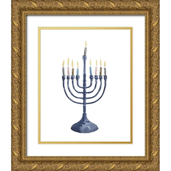 Villa, Milli 12x14 Gold Ornate Wood Framed with Double Matting Museum Art Print Titled - Menorah