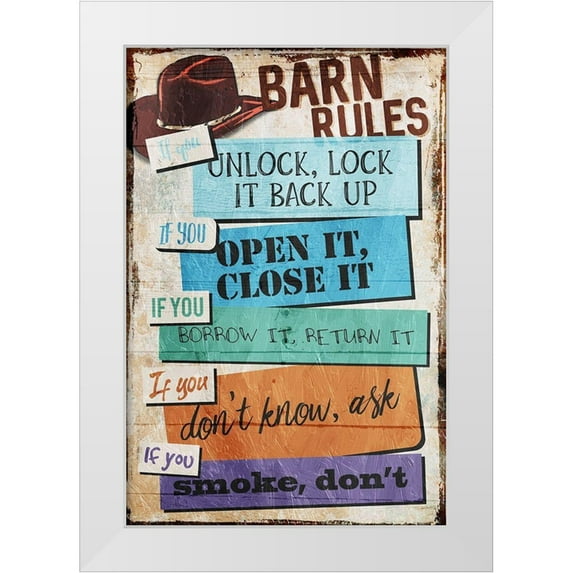 Villa, Milli 13x18 White Modern Wood Framed Museum Art Print Titled - Barn Rules
