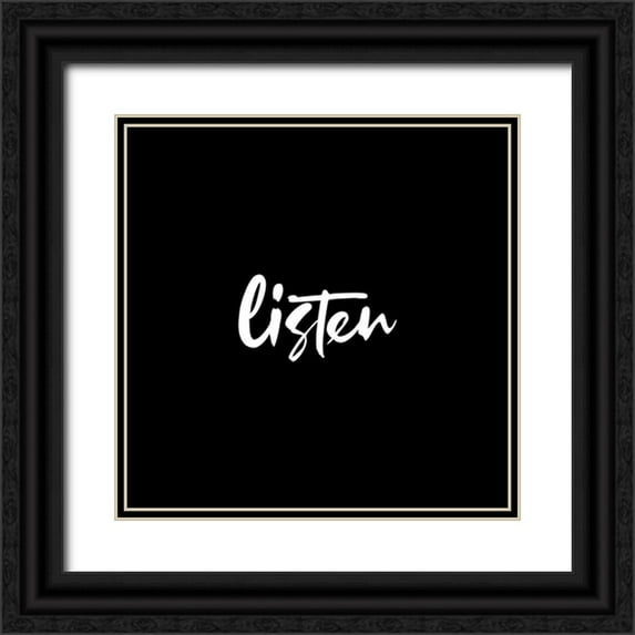 Villa, Milli 15x15 Black Ornate Wood Framed with Double Matting Museum Art Print Titled - Listen