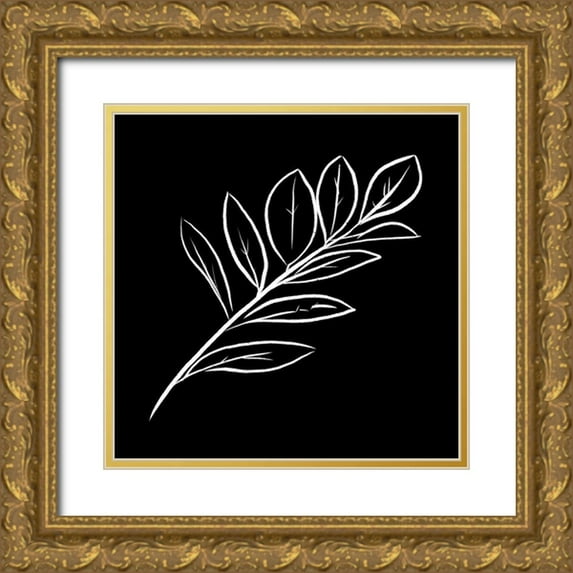 Villa, Milli 15x15 Gold Ornate Wood Framed with Double Matting Museum Art Print Titled - Simple Black flower