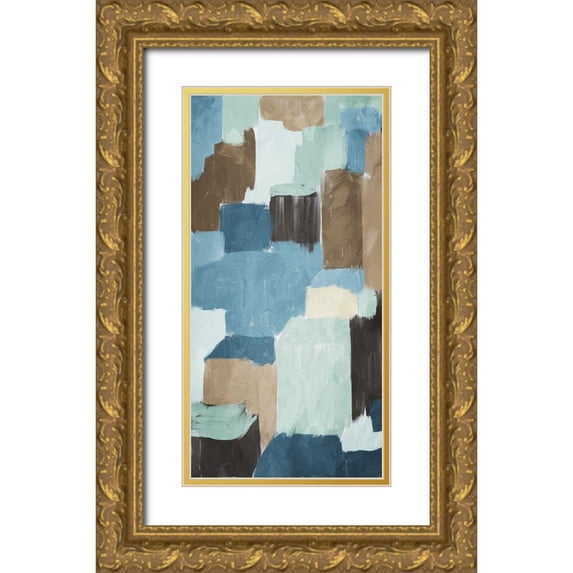 Villa, Milli 18x32 Gold Ornate Wood Framed with Double Matting Museum Art Print Titled - Blue Blocks 1
