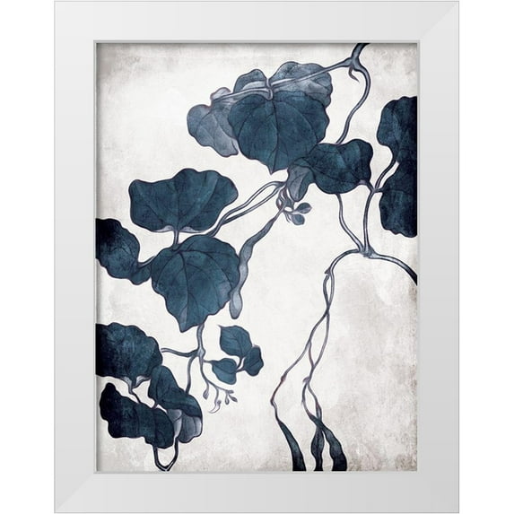 Villa, Milli 19x24 White Modern Wood Framed Museum Art Print Titled - Blue Hanging Leaves 1