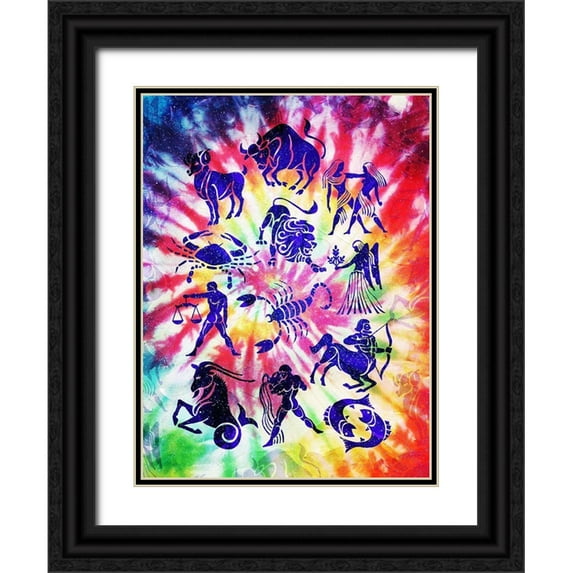 Villa, Milli 25x32 Black Ornate Wood Framed with Double Matting Museum Art Print Titled - Zodiac Tie Dye