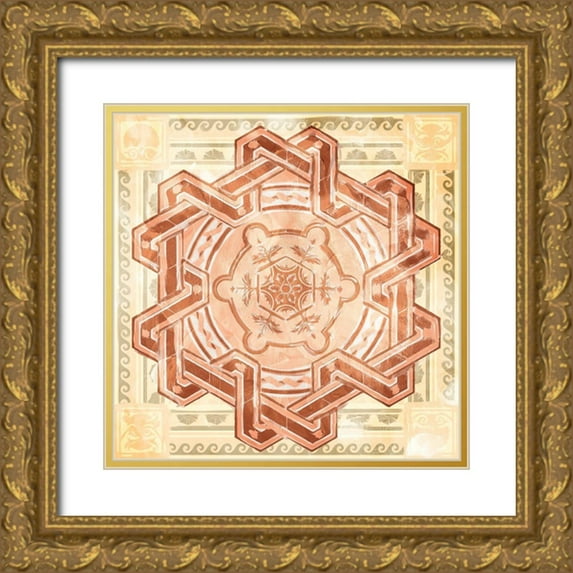 Villa, Milli 26x26 Gold Ornate Wood Framed with Double Matting Museum Art Print Titled - Medallion Plate Boho Style Mate