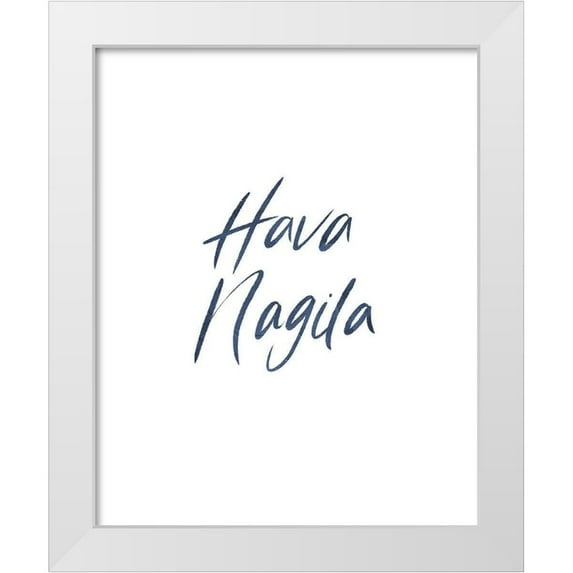 Villa, Milli 26x32 White Modern Wood Framed Museum Art Print Titled - Hava Nagila Word