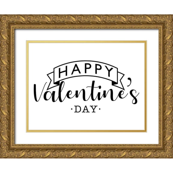 Villa, Milli 32x25 Gold Ornate Wood Framed with Double Matting Museum Art Print Titled - Happy V Day