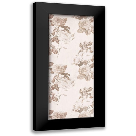Villa, Milli 8x14 Black Modern Framed Museum Art Print Titled - Sepia Flower Pattern