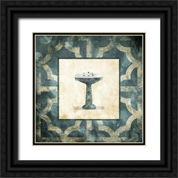 Villa, Mlli 12x12 Black Ornate Wood Framed with Double Matting Museum Art Print Titled - Muted Blue Sink