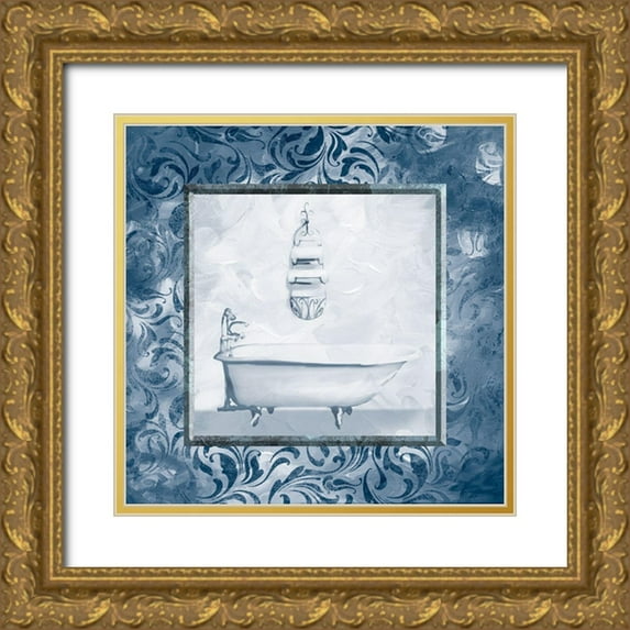 Villa, Mlli 12x12 Gold Ornate Wood Framed with Double Matting Museum Art Print Titled - Calm Vintage Bath