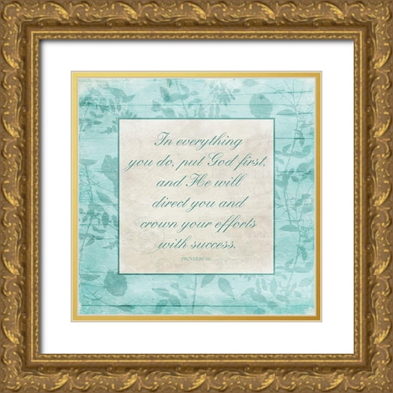 Villa, Mlli 12x12 Gold Ornate Wood Framed with Double Matting Museum Art Print Titled - Floral Religious