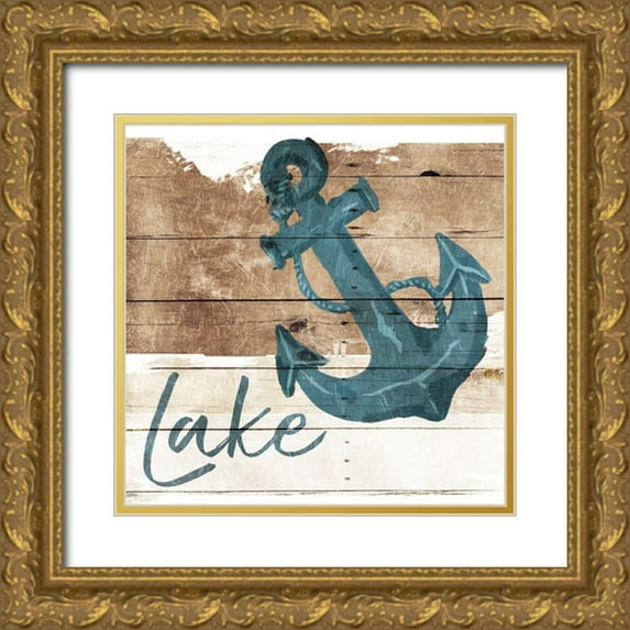 Villa, Mlli 12x12 Gold Ornate Wood Framed with Double Matting Museum Art Print Titled - Lake Anchor