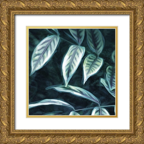 Villa, Mlli 12x12 Gold Ornate Wood Framed with Double Matting Museum Art Print Titled - Muted Leaves Mate