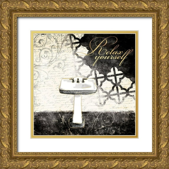 Villa, Mlli 12x12 Gold Ornate Wood Framed with Double Matting Museum Art Print Titled - Relax Yourself Sink