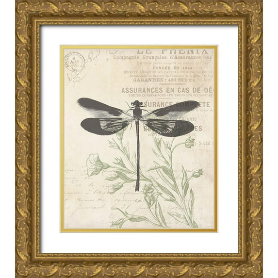Villa, Mlli 12x14 Gold Ornate Wood Framed with Double Matting Museum Art Print Titled - Lightened Vintage Insects