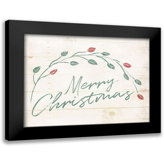 Villa, Mlli 14x12 Black Modern Framed Museum Art Print Titled - Merry Christmas Leaves