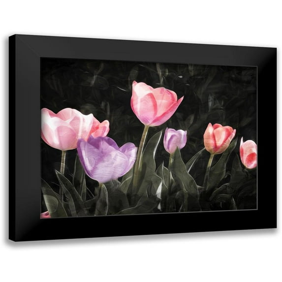 Villa, Mlli 14x12 Black Modern Framed Museum Art Print Titled - Tulips In The Dark