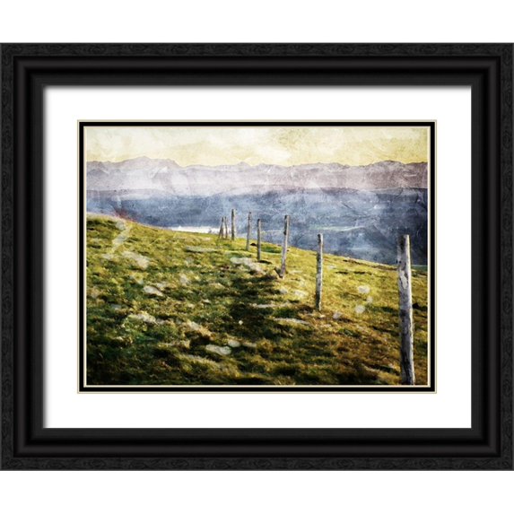 Villa, Mlli 14x12 Black Ornate Wood Framed with Double Matting Museum Art Print Titled - Walk On The Hill