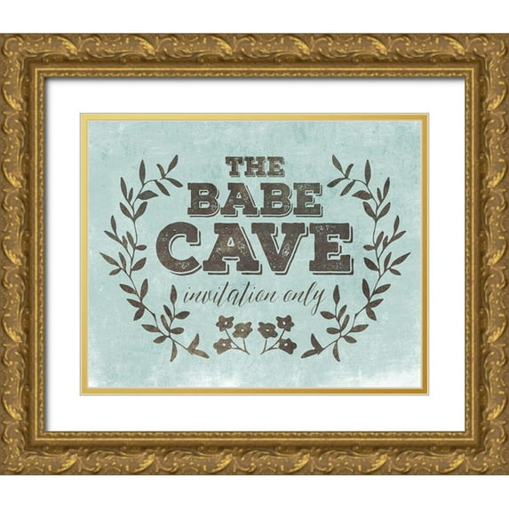 Villa, Mlli 14x12 Gold Ornate Wood Framed with Double Matting Museum Art Print Titled - Babe Cave Teal