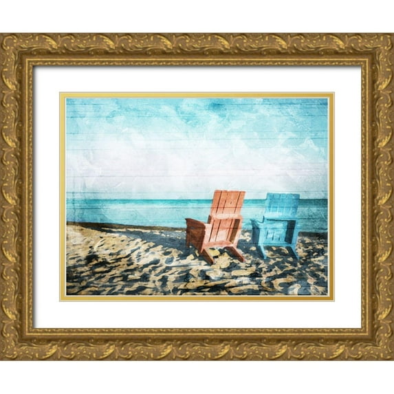 Villa, Mlli 14x12 Gold Ornate Wood Framed with Double Matting Museum Art Print Titled - Relaxing At The Beach
