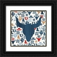 thumbnail image 1 of Villa, Mlli 15x15 Black Ornate Wood Framed with Double Matting Museum Art Print Titled - Bull Head Pattern, 1 of 4