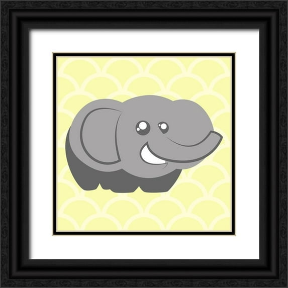 Villa, Mlli 15x15 Black Ornate Wood Framed with Double Matting Museum Art Print Titled - Elephant Yellow
