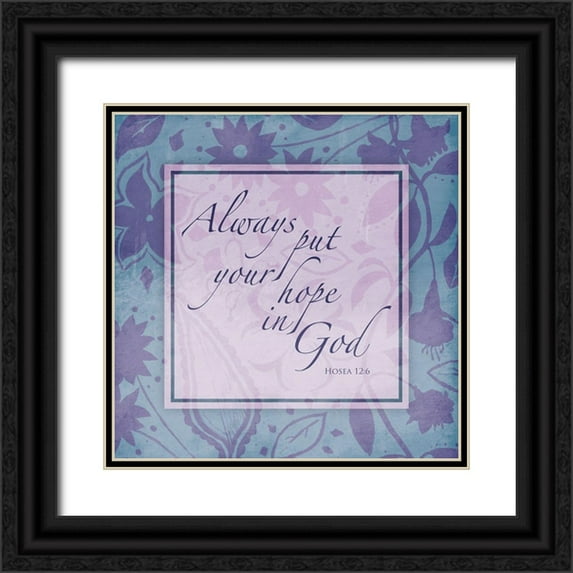 Villa, Mlli 15x15 Black Ornate Wood Framed with Double Matting Museum Art Print Titled - Purple Blue Religious Garden