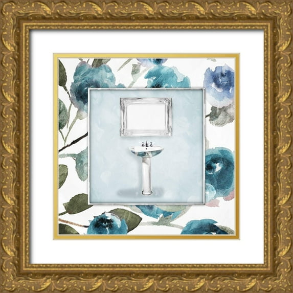 Villa, Mlli 15x15 Gold Ornate Wood Framed with Double Matting Museum Art Print Titled - Blue Water Sink