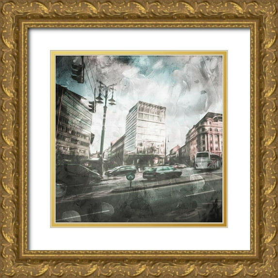 Villa, Mlli 15x15 Gold Ornate Wood Framed with Double Matting Museum Art Print Titled - Budapest Streets