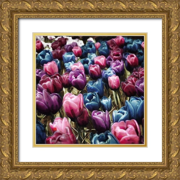 Villa, Mlli 15x15 Gold Ornate Wood Framed with Double Matting Museum Art Print Titled - Colorful Tulips